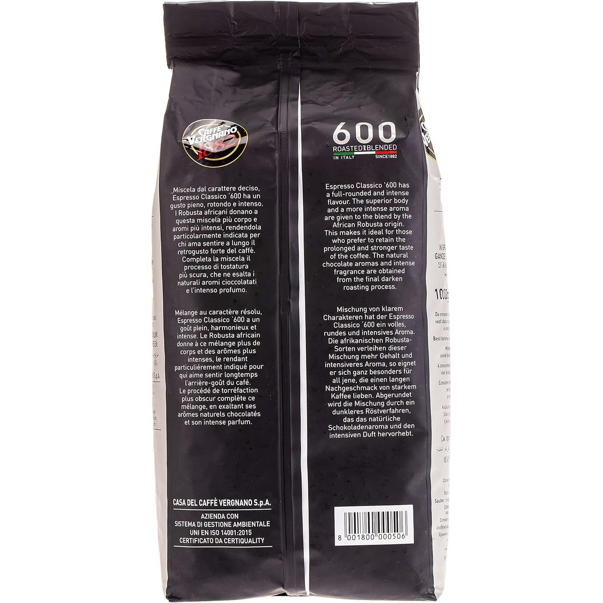 Caffè Vergnano Espresso Classico 600 – Coffee Beans 1kg